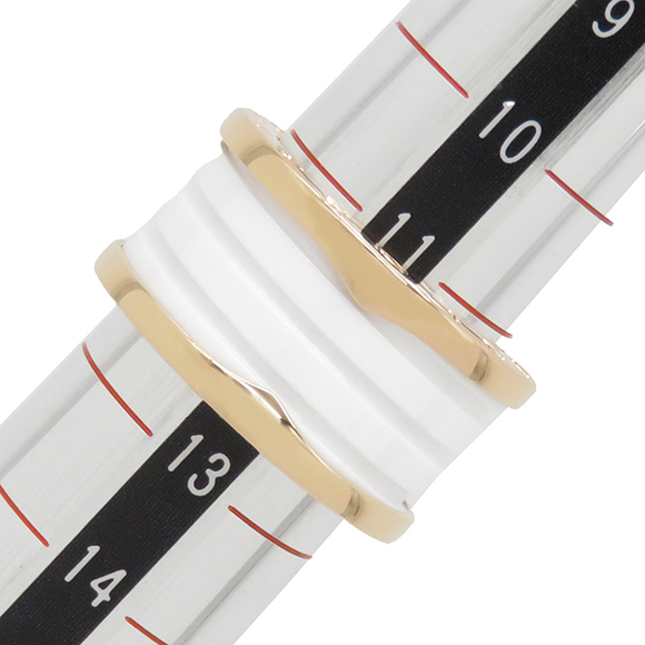 Bvlgari K18 B-Zero 14 Band Ring Ceramic Gold Pink White - Picture 8 of 8